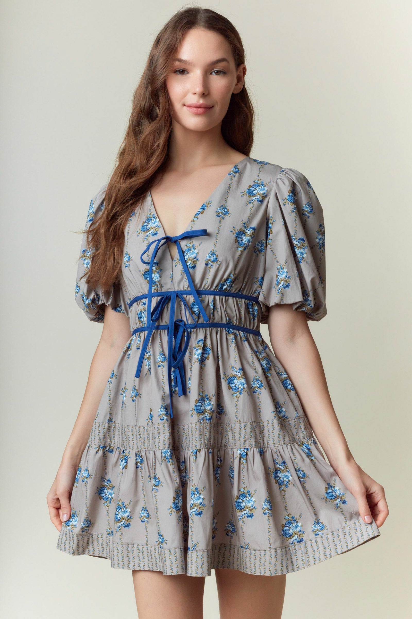 Kelly Floral Puff Sleeve Dress - Be You Boutique