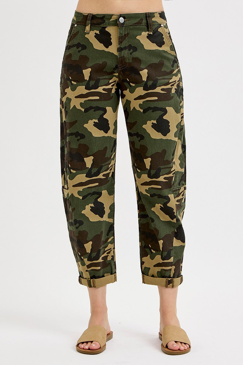 Risen Robby Camo High Rise Barrel Jeans [0-15] - Be You Boutique