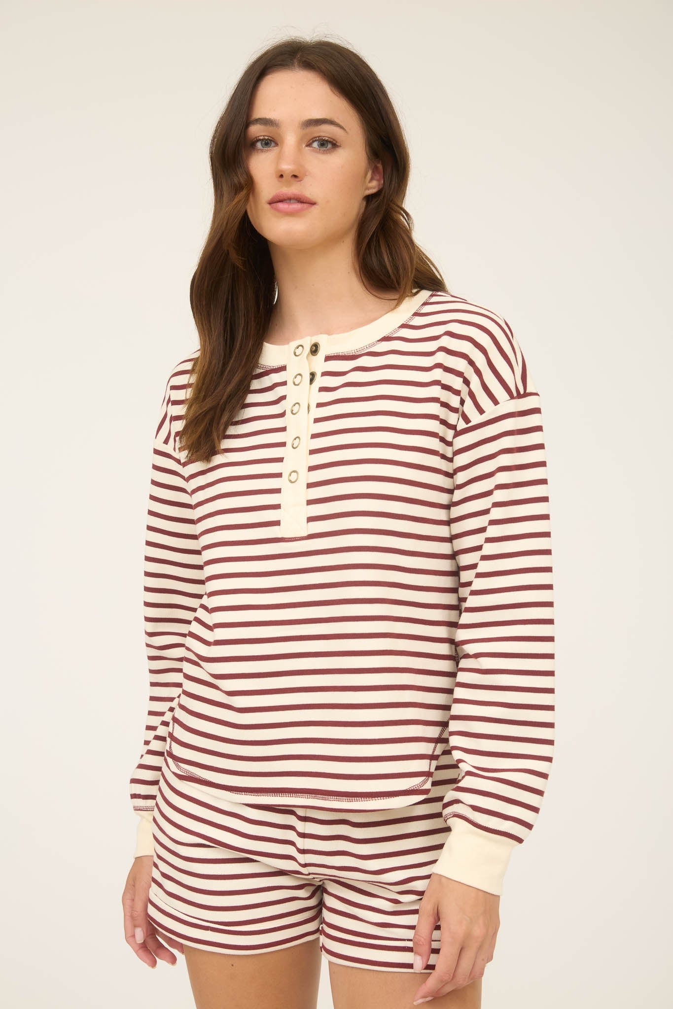 Vienna Striped Henley Top - Be You Boutique