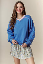 Susan Ribbed Piping Detail Sweatshirt - Be You Boutique