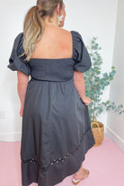 Brennley Puff Sleeve Ric Rac Trim Midi Dress - Be You Boutique