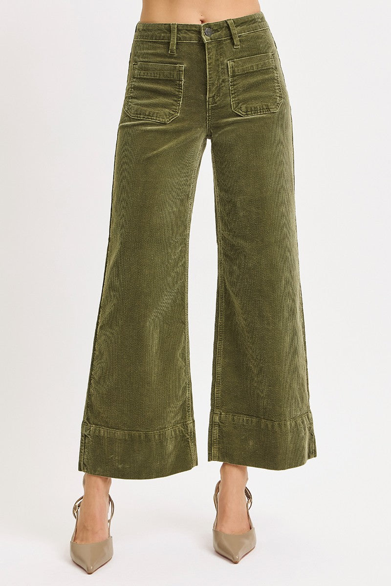 Risen Chris High Rise Crop Wide Patch Pocket Corduroy Pant - Be You Boutique
