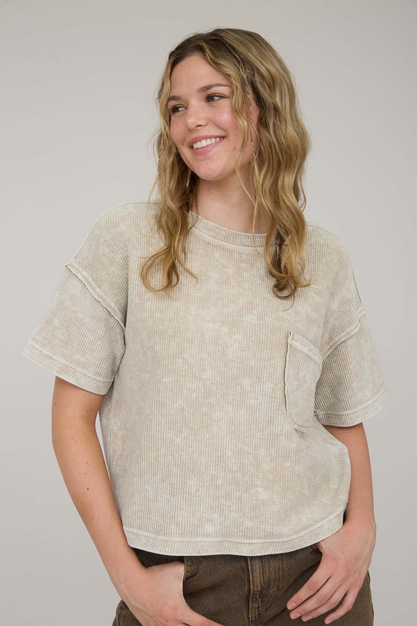 Kimberly Mineral Washed Ribbed Top - Be You Boutique
