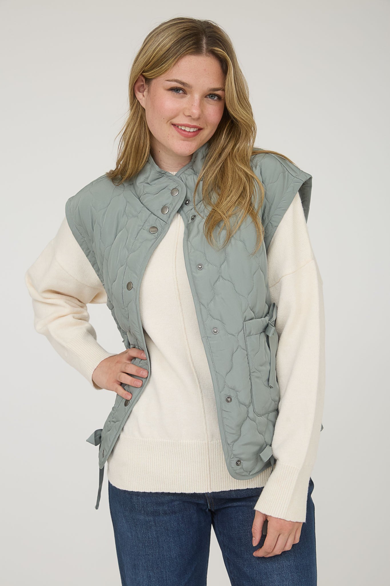 Linda Quilted Snap Button Vest - Be You Boutique