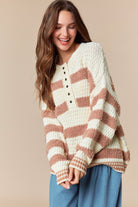 Rachel Placket Detail Striped Sweater - Be You Boutique