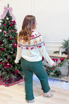 TWENTIFOURTH Wren Gingerbread Holiday Cardigan sweater with festive gingerbread print, showcasing fall sweater style and cozy knit texture.