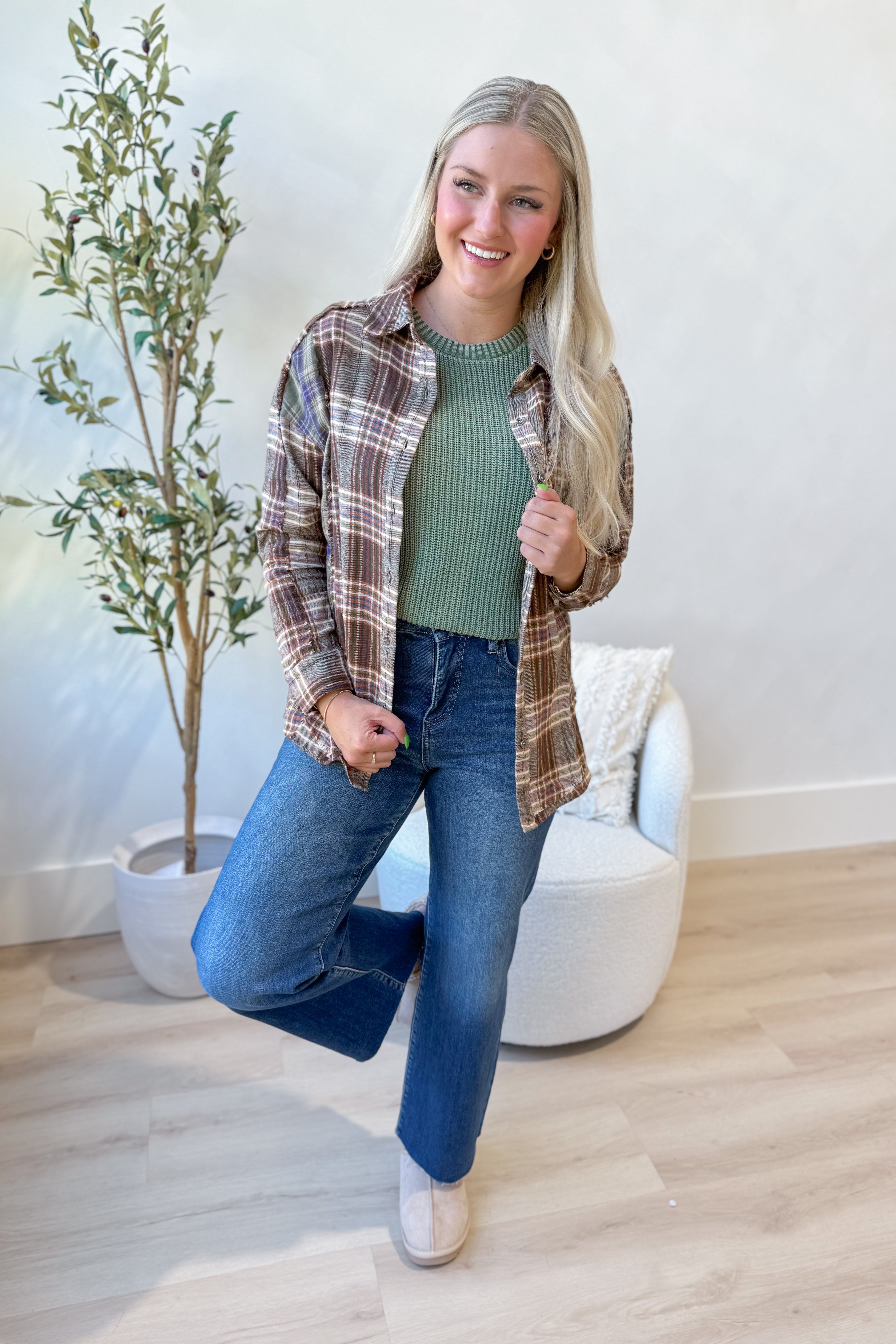 Simpson Plaid Button Down Flannel - Be You Boutique