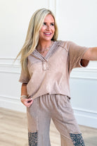 Sadie Mineral Wash V Neck Top - Be You Boutique