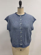 Caroline button-down striped sweater vest by THINGS BETWEEN, featuring a classic fall sweater design with horizontal stripes.