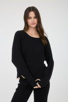 Olivia Contrast Scallop Pullover Sweater - Be You Boutique