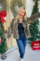 Nancy Animal Print Denim Long Sleeve Jacket - Be You Boutique