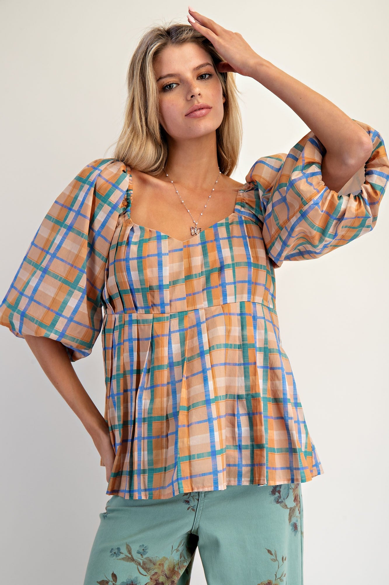 Bethany Plaid Babydoll Top - Be You Boutique