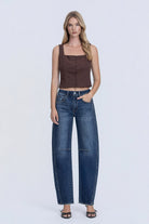 Vervet Kate Dark Barrel Jean from 146 Core Jeans collection, showing the fitted dark denim style with classic five-pocket design.