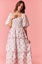Lainey Floral Printed Bubble Midi Dress - Be You Boutique