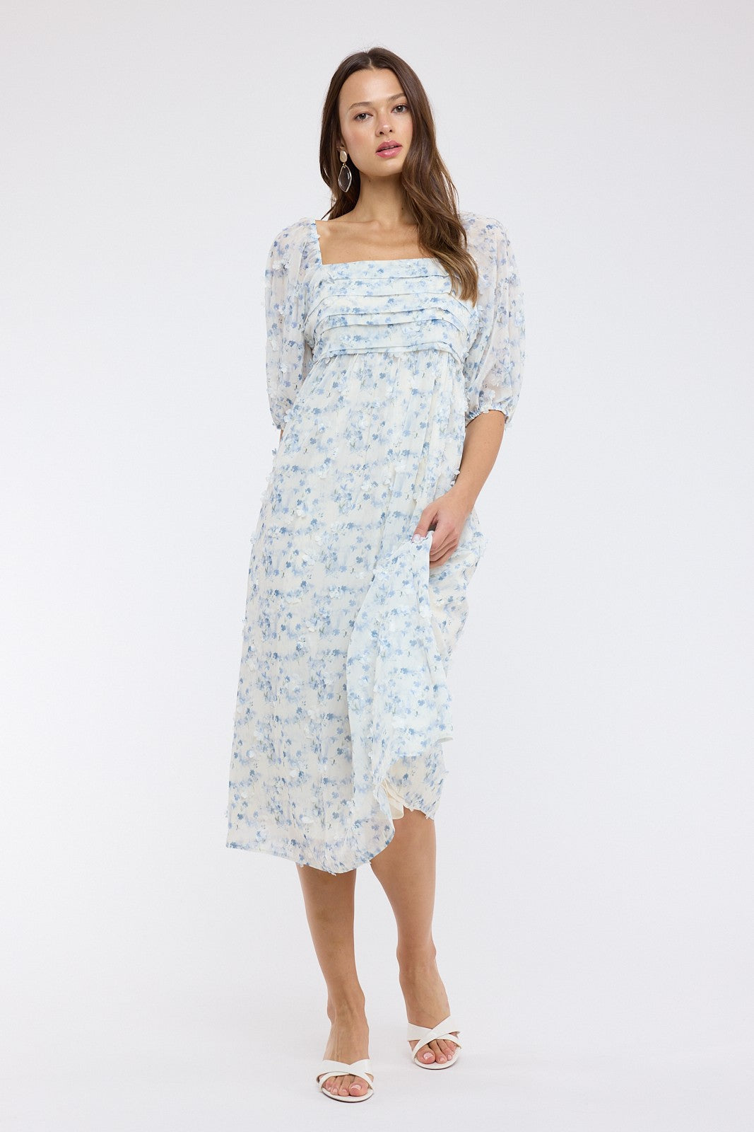 Maggie Floral Applique Midi Dress - Be You Boutique