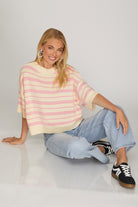 Callie Striped Half Sleeve Knitted Top - Be You Boutique
