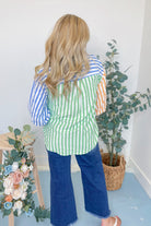 Cheryl Striped Color Block Collared Top - Be You Boutique