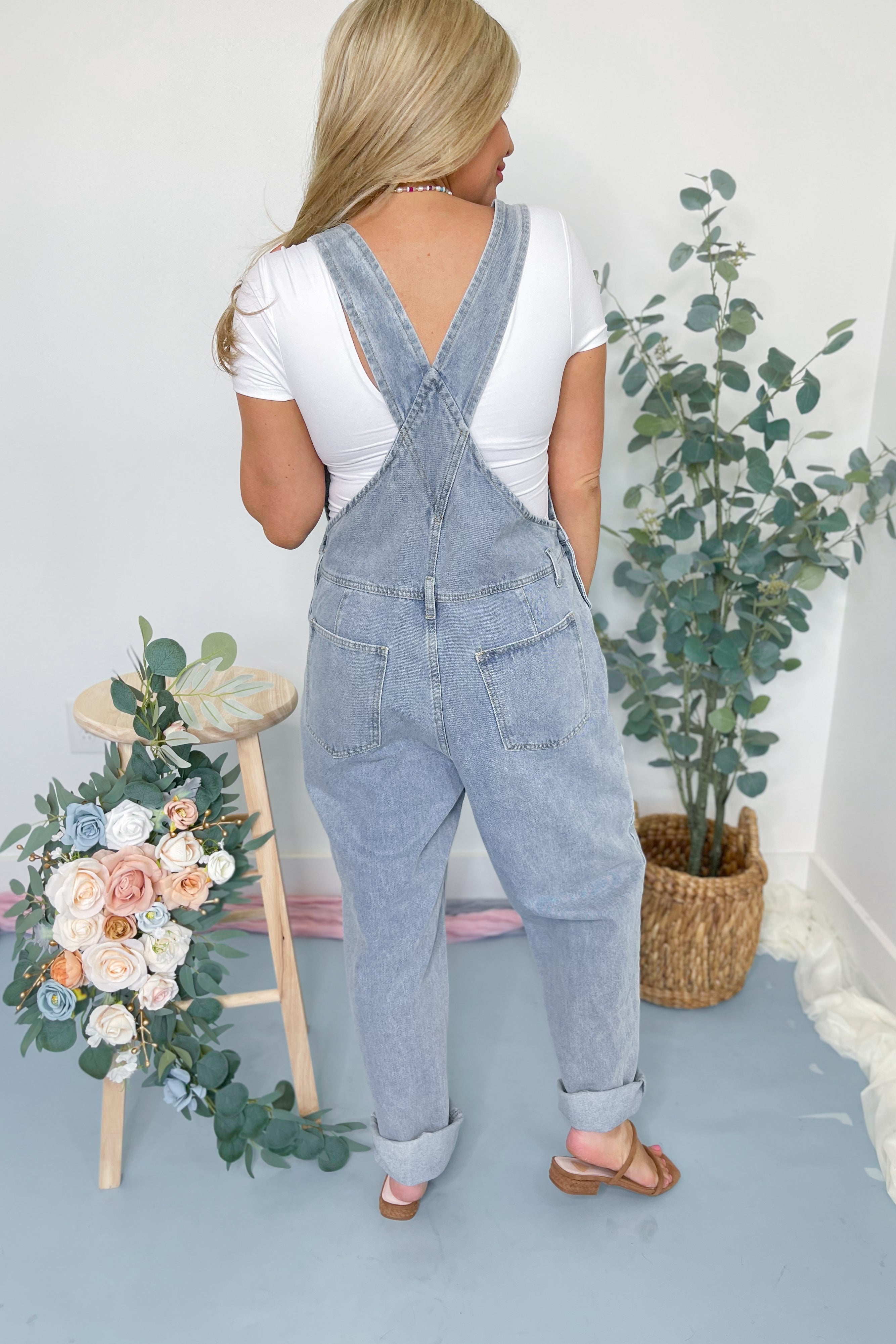 Georgie Washed Denim Overall Jumpsuit - Be You Boutique