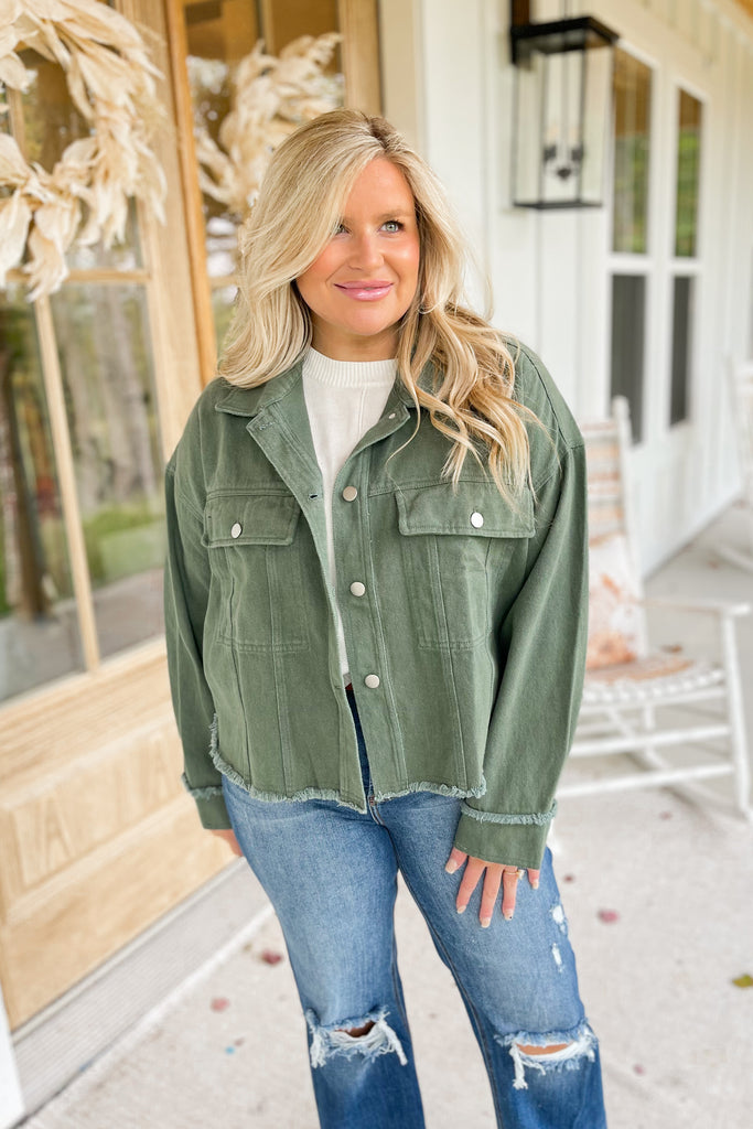 Ollie Denim Button Down Collared Jacket - Be You Boutique