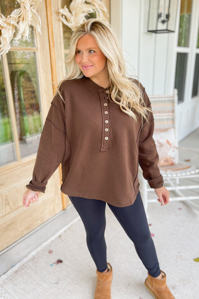 Andi Loose Fit Henley Long Sleeve Top - Be You Boutique