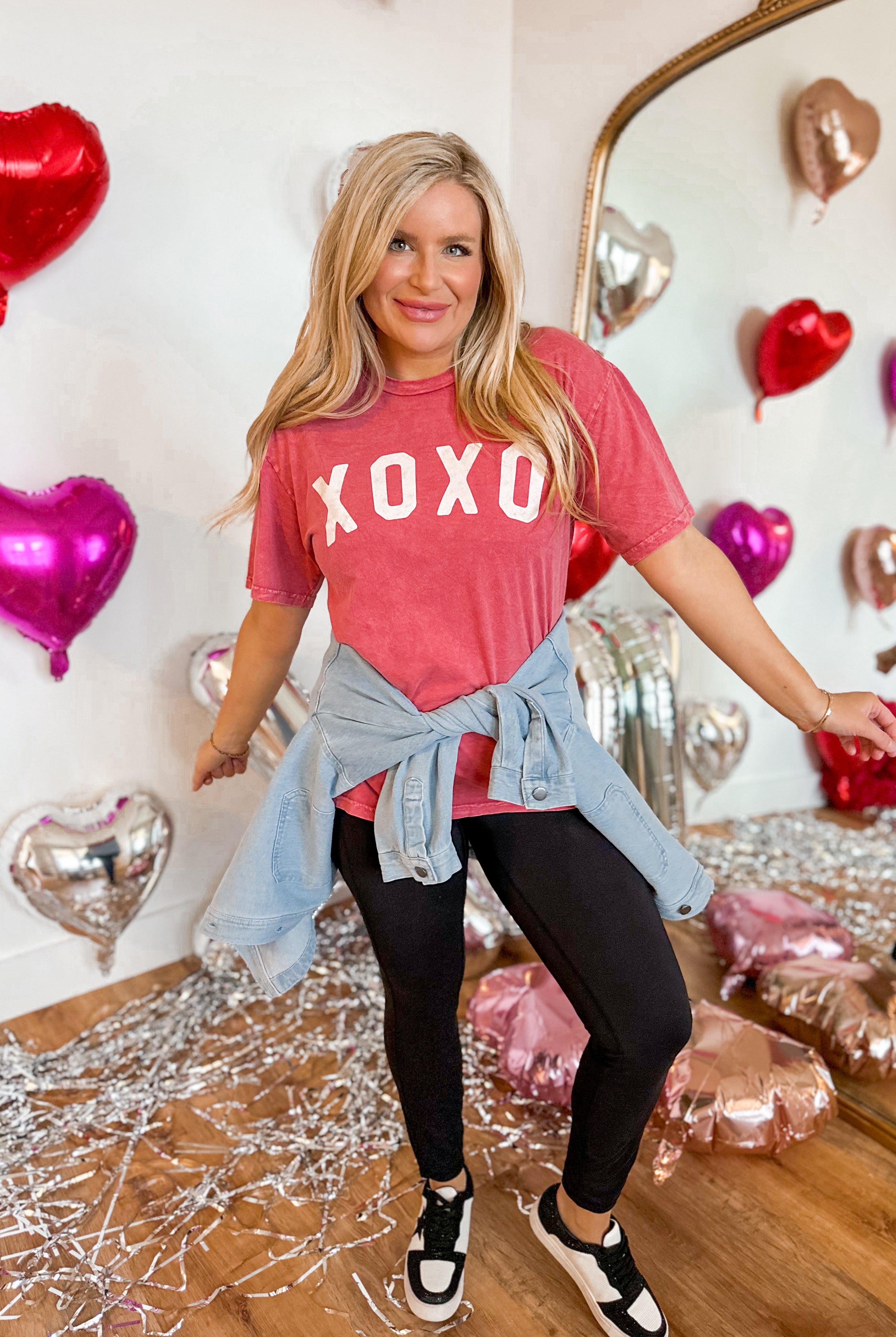 Valentines XOXO Relaxed Fit Mineral Washed Graphic Tee - Be You Boutique