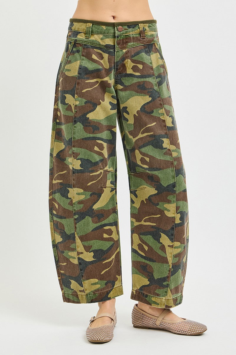 Risen Shaun Mid Rise Camo Barrel Jeans [0-3XL] - Be You Boutique