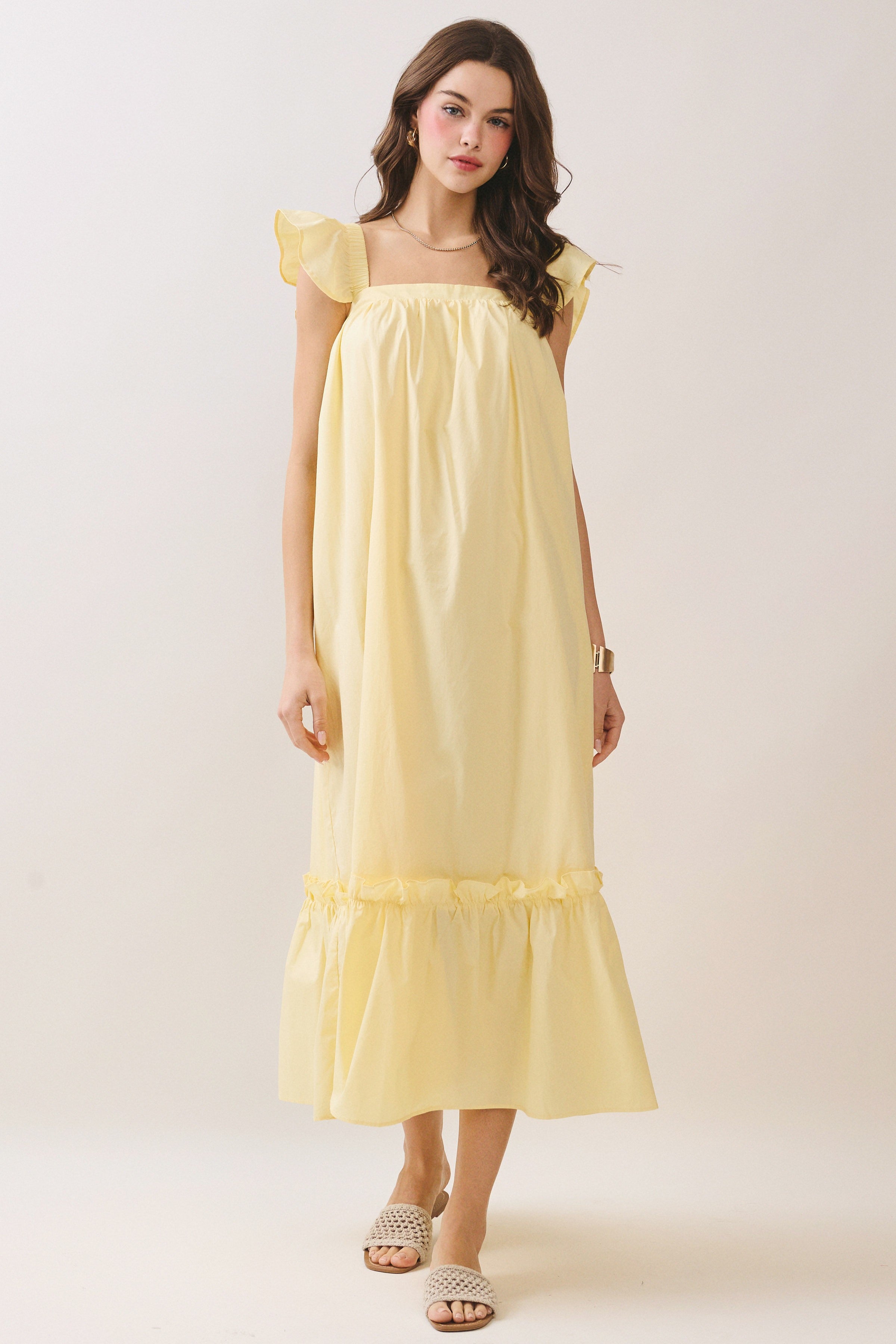 TCEC Folly Butter Flutter Sleeve Midi Dress in a casual style with flutter sleeves and a midi length, perfect for warm weather.