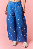 Landry Royal Blue Polka Dot Barrel Jean - Be You Boutique