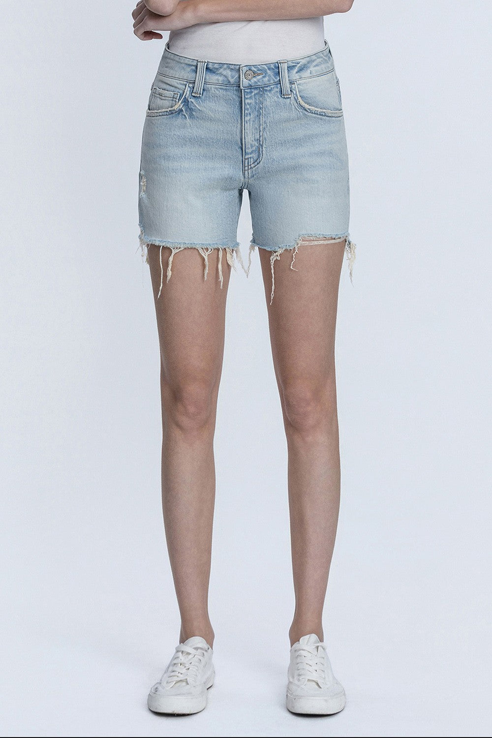 Vervet Rebecca HR Tinted A-Line Short from 146 Core Jeans collection, showcasing light-washed denim with a high-rise fit.