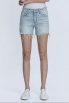 Vervet Rebecca HR Tinted A-Line Short from 146 Core Jeans collection, showcasing light-washed denim with a high-rise fit.