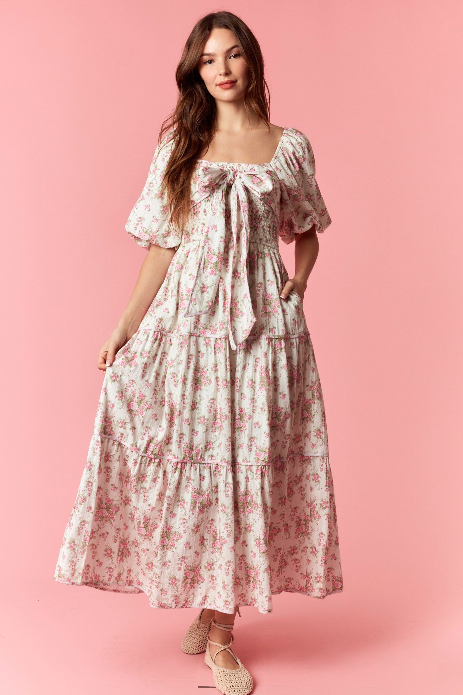 Janie Gauze Floral Printed Dress - Be You Boutique