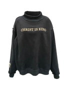 Bucket List Christ is King mock neck embroidered sweatshirt with graphic design and detailed embroidery on soft fabric.