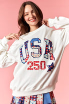 PEACH LOVE Benny USA graphic pullover sweatshirt featuring bold 137 graphic design on soft fabric, casual and stylish.