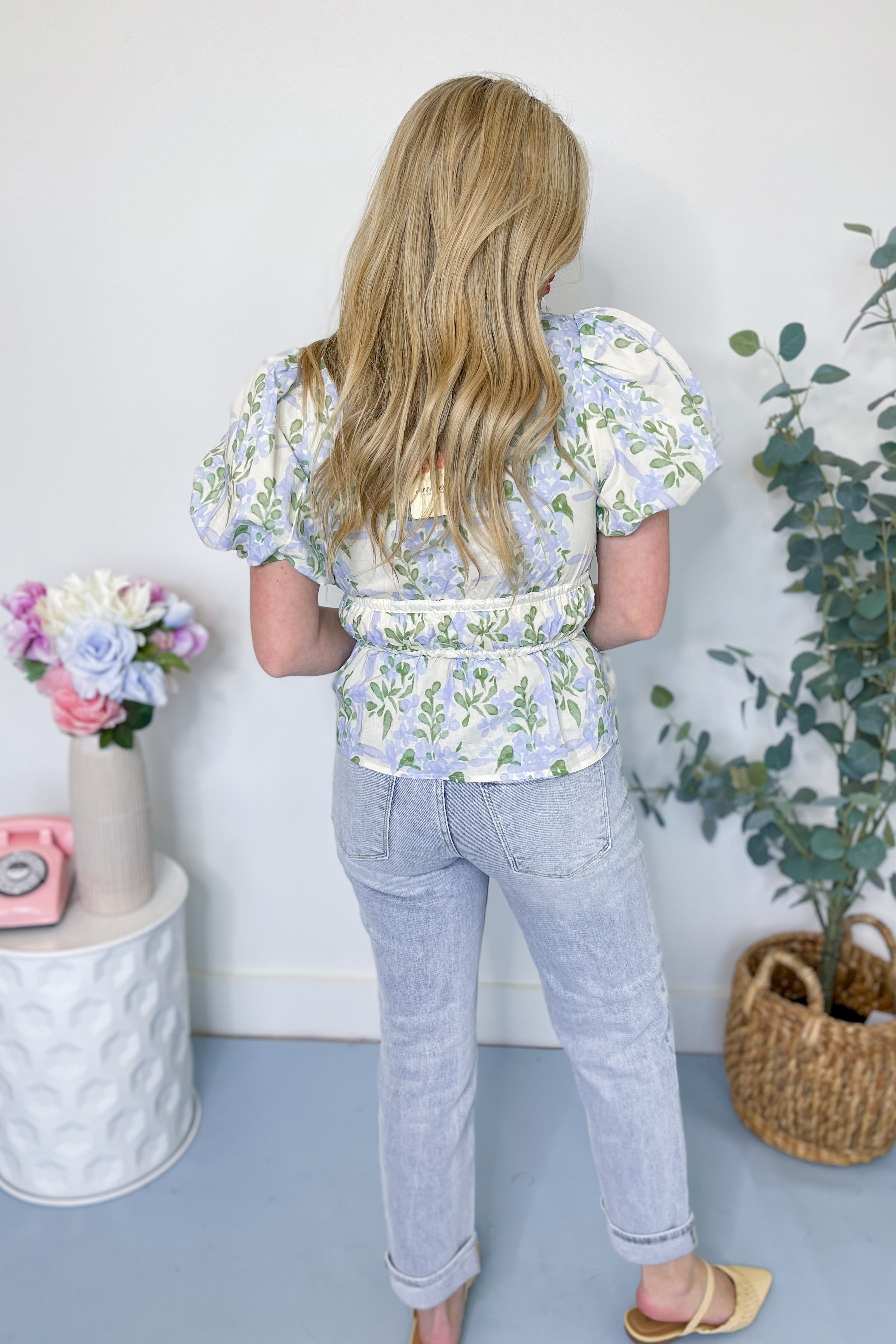 Pamela Floral Tie Front Puff Sleeve Top - Be You Boutique