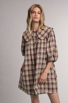 WISHLIST Elizabeth plaid dress with Peter Pan collar, featuring a stylish and dressy design, perfect for formal occasions.