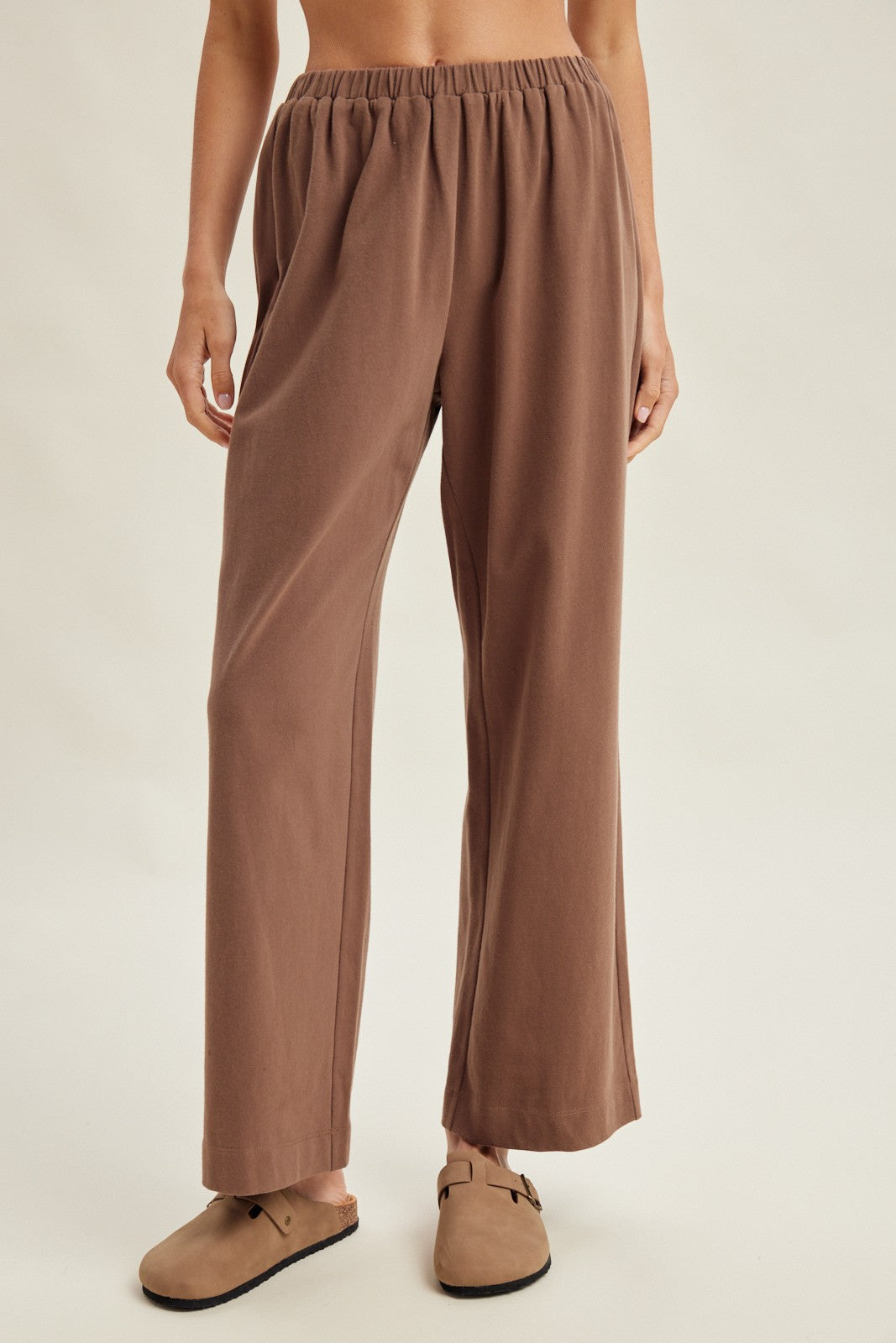 WISHLIST Kailee Espresso Basic Soft Knit Pant, 156 pants, featuring comfortable soft knit fabric and a relaxed fit.