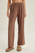 WISHLIST Kailee Espresso Basic Soft Knit Pant, 156 pants, featuring comfortable soft knit fabric and a relaxed fit.
