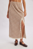 Wishlist Tanner floral printed midi skirt with a colorful floral pattern and flowy design, perfect for casual or dressy wear.