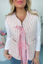 Evelynn Floral Tie Front Vest - Be You Boutique