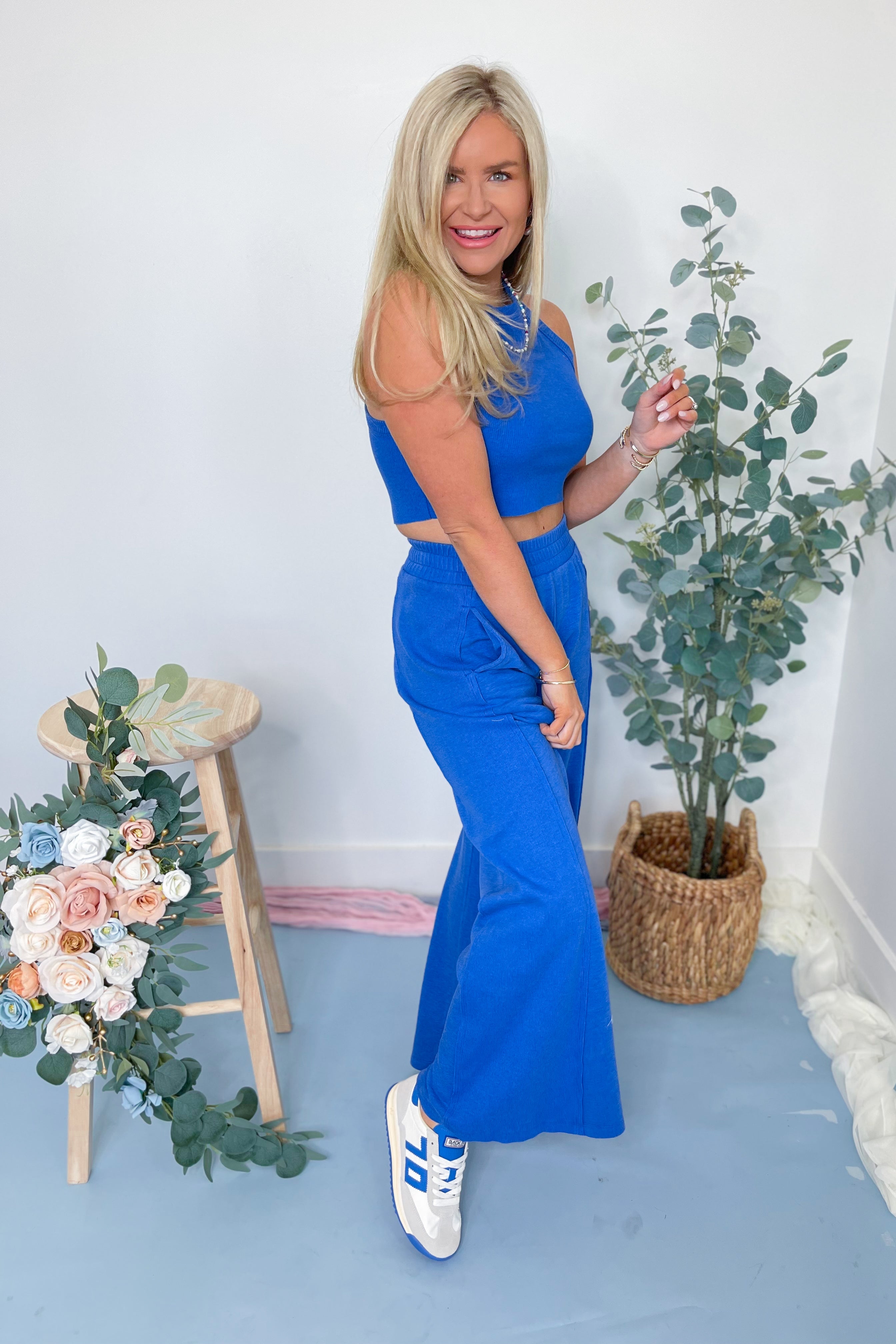 Spring Flare Halter Top and Wide Leg Ribbed Bottoms - Be You Boutique