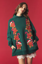 Ginger corduroy patch mock neck sweatshirt from PEACH LOVE, featuring a stylish 137 graphic design and cozy fit.