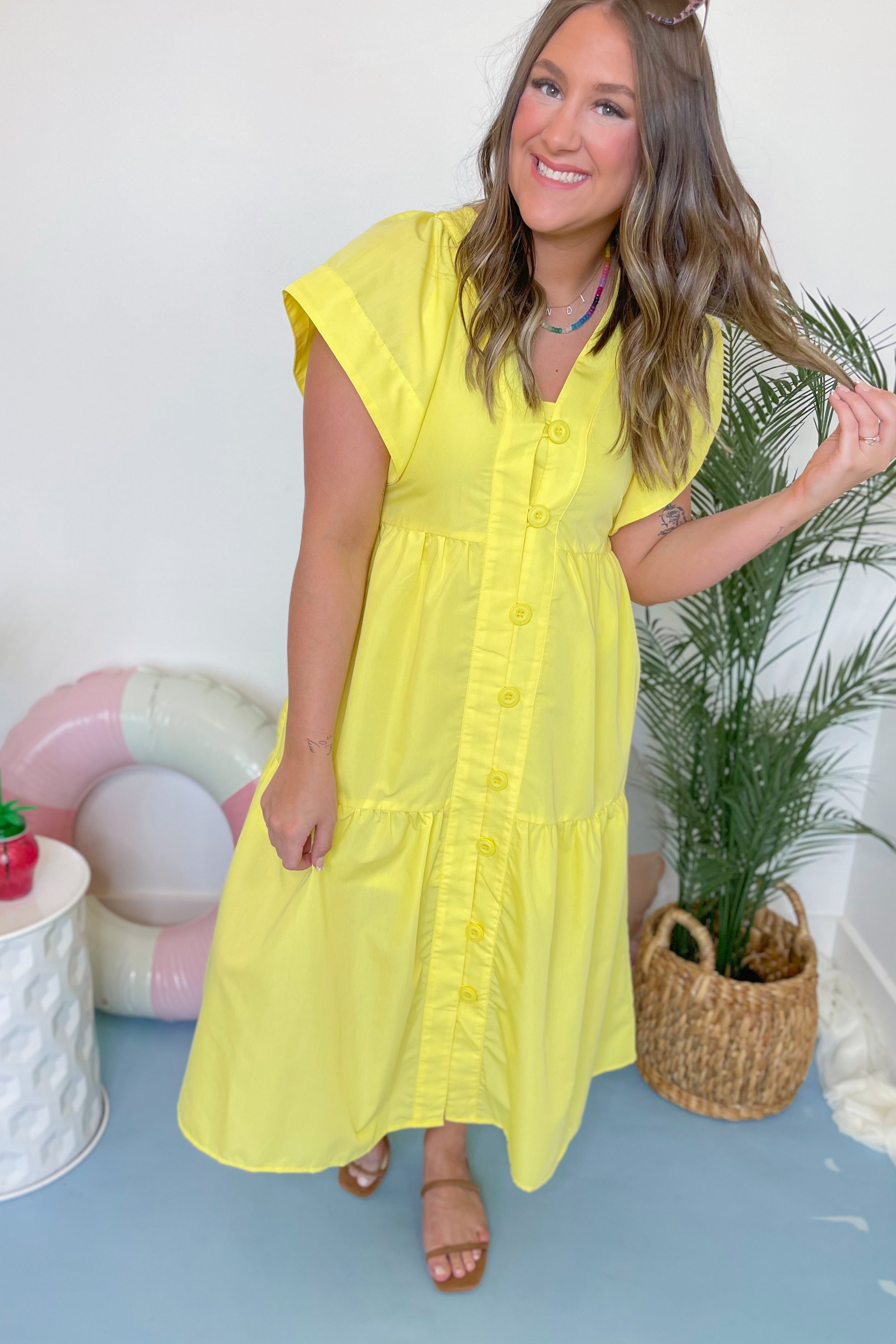 Sunny Flutter Sleeve Midi Dress - Be You Boutique