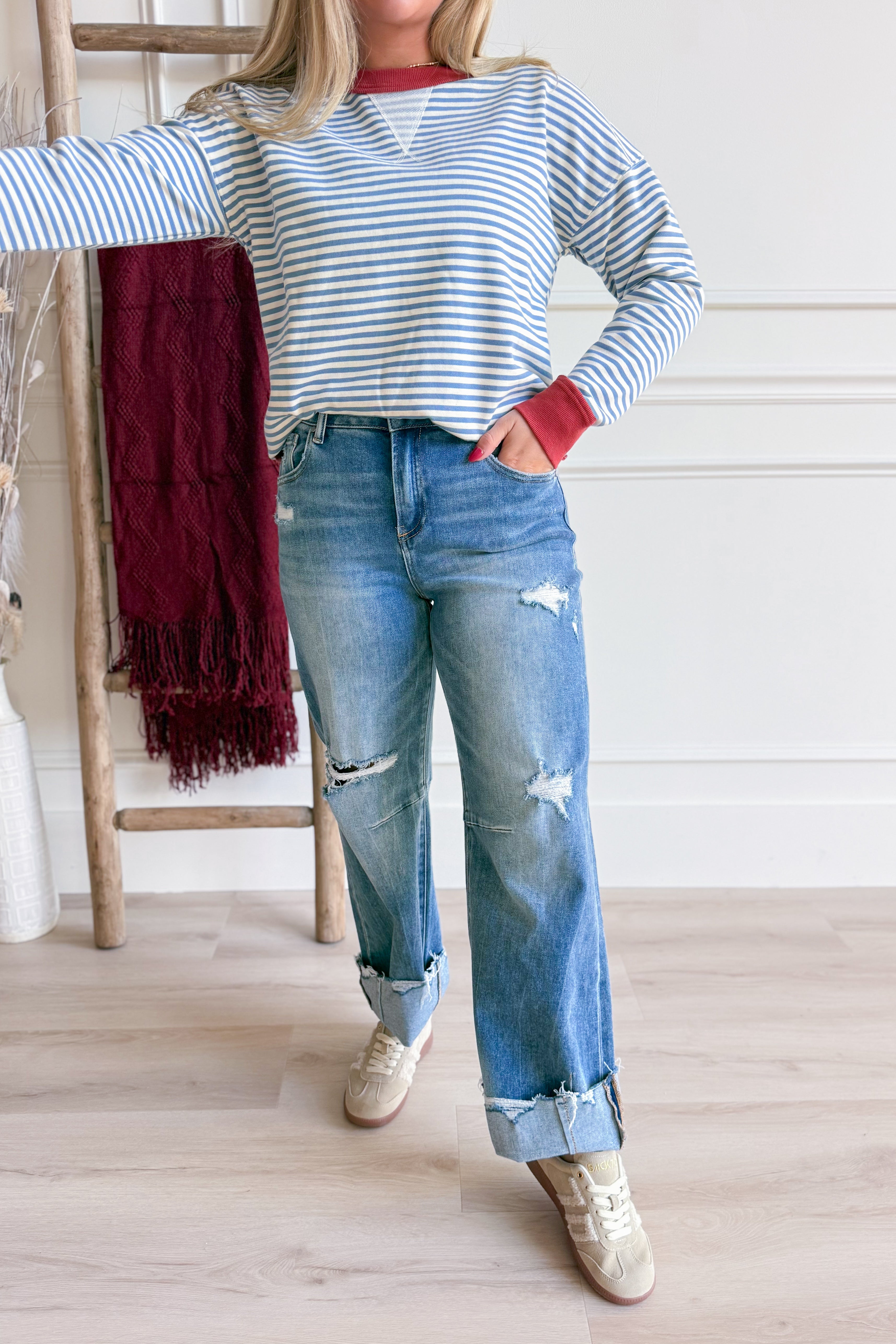 Risen Carter Mid Rise Baggy Wide Leg Jeans [0-3X] - Be You Boutique