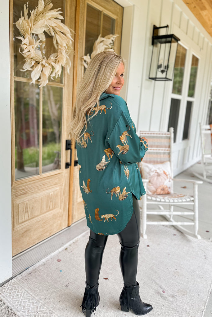 Mateo Animal Print Button Up Long Sleeve Blouse Top - Be You Boutique