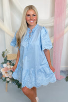 Tilly Embroidered Puff Sleeve Dress - Be You Boutique