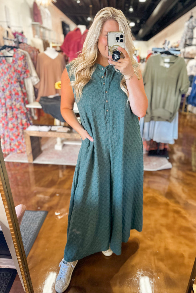 Connor Wide Leg Chess Board Textured Brushed Jumpsuit - Be You Boutique