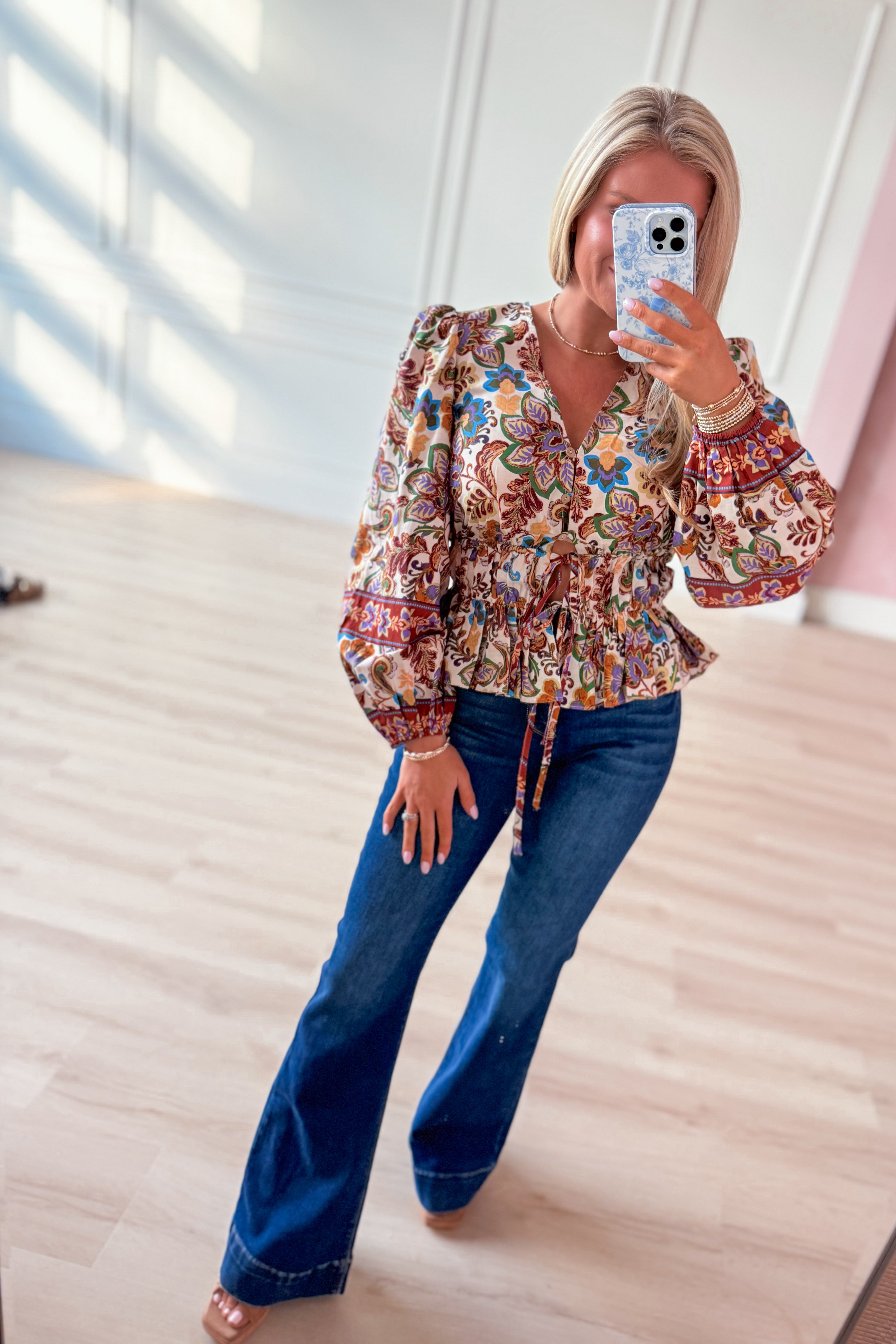 Regal Paisley Print Long Sleeve Top - Be You Boutique