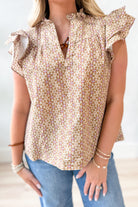 Ellen Printed Flutter Sleeve Top - Be You Boutique