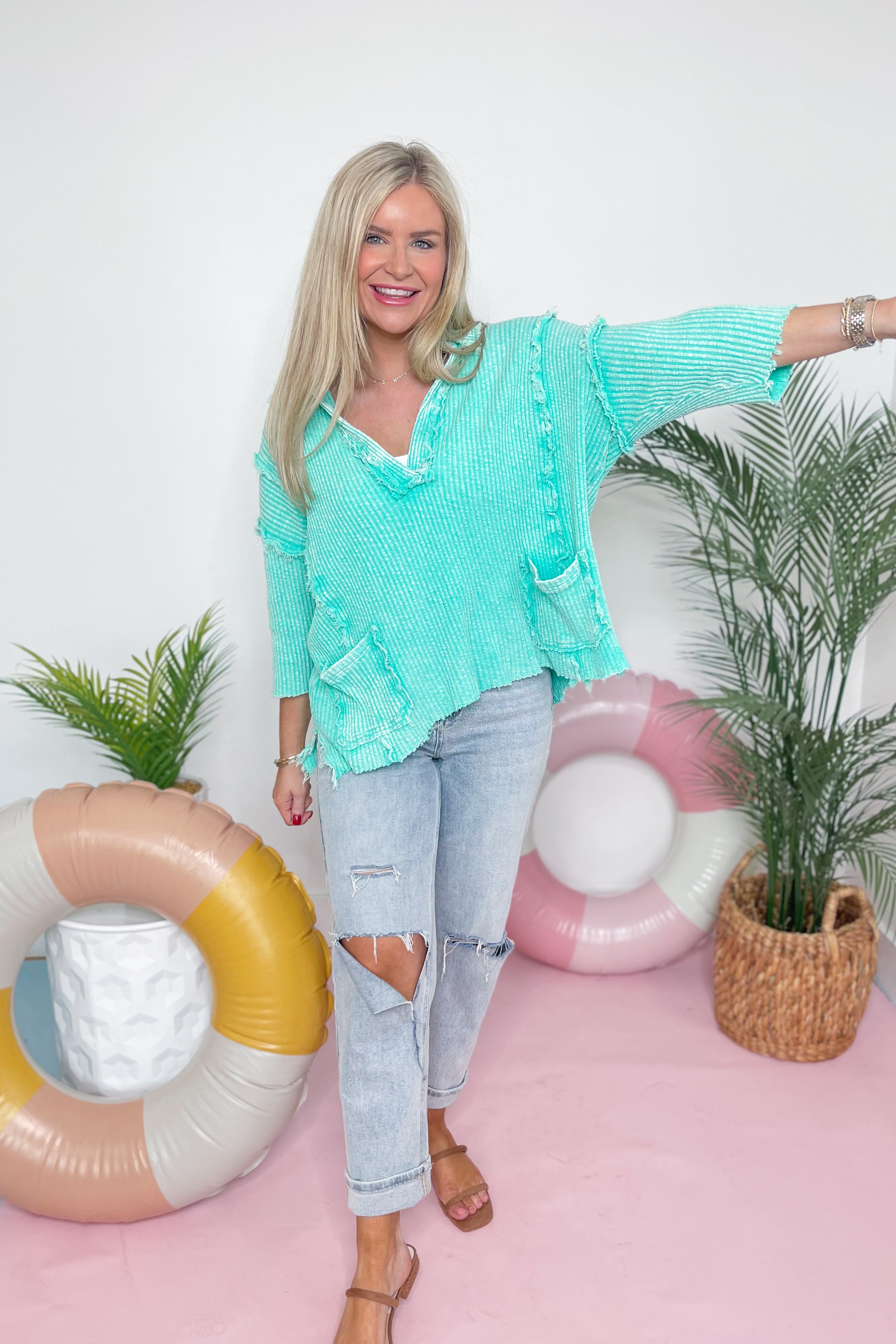 Jacob Mineral Washed Rib Knit Pullover Top - Be You Boutique