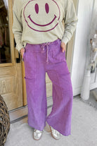 Bradley Mineral Washed Terry Knit Wide Leg Pants - Be You Boutique